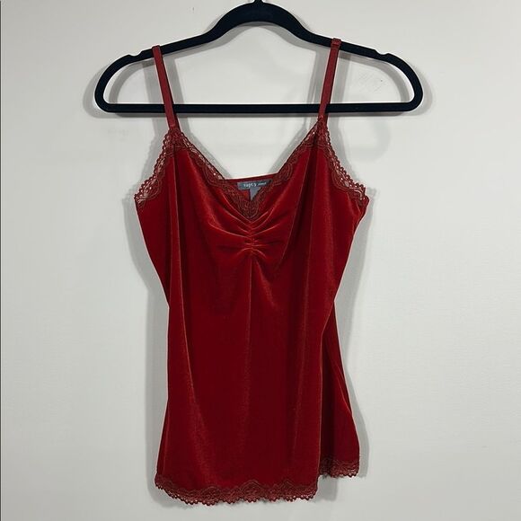 Apt. 9 Stretch Red Velvet Lace Y2K Cami Adjustable Straps Women Size Medium - Picture 1 of 7